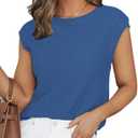 CiCiBird Women Summer Cap Sleeve Sweaters Knit Sleeveless Pullover Tank Tops 2024 Casual Trendy Clothes Dark Blue XL (Blue)