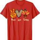 Peace Love Turkey Little Pilgrim Thanksgiving Womens Girls T-Shirt XS
