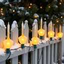 8.8Ft Vintage Christmas Bubble Lights, Outdoor Tree Lights with 10 Gold Glitter Bulbs, C7/E12 Candelabra Base, 5W String Lights with Gold Liquid Great for Indoor Xmas Celebrations Decorations (Clear/Golden Onion)