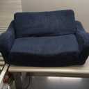 Kids Sofa, 2-in-1 Flip-Out Foam Couch with Soft Sherpa Cover, Cozy Play Lounge Chair, Extra Wide, Dark Blue (Large)