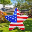 4FT Fourth of July Inflatable Star, American Flag Patriotic Inflatable Star Built-in Bright LED Lights for 4th of July Blow Up Inflatable Memorial Day Independence Day Inflatables Outdoor Decoration