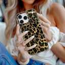 Magnetic for iPhone 17 Pro Case Cute Sparkle, Leopard | Trendy Cheetah Animal Print, Compatible with Magsafe, Glossy Glitter Shiny Design, Shockproof Protective Phone Cover