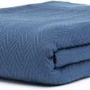 100% Cotton Herringbone Weave Blankets, 90"X90" Queen, Throw Blanket for Bed,All Season Cotton Blanket, Cozy Blanket,Throws Bed Blanket, Throw Blanket for Couch,Modern Home Decor -Navy Blue