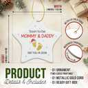 3 x ZAGKOO Pregnancy Announcement Ornament - Baby Announcement Christmas Ornament for Parents to Be - Baby on The Way Keepsake for Expecting Mom and Dad - Ceramic Holiday Tree Decoration