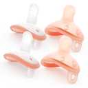 Garkoko 4-Pack Baby Pacifiers 0-6 Months, Breast-Like & Thumb Shape Soft Silicone Newborn Pacifier, Breathable & Easy to Clean, Mimics Breast Feel to Prevent Nipple Confusion, BPA-Free