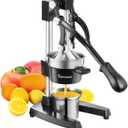 Cast Iron Juicer Hand Press for Lemon Pomegranate Lime Citrus Fruits with Stainless Steel Cup, Heavy-Duty Manual Juicer Press, Orange Crush Machine, Orange Juicer Squeezer, Easy Clean, Black