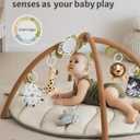 Blissful Diary Baby Play Gym & Activity Mat, Leaf Shaped Baby Tummy Time Play Mat with 6 Detachable Toys, Promotes Motor Skills & Sensory Development, Newborn Baby Essentials Gift, Oatmeal Beige
