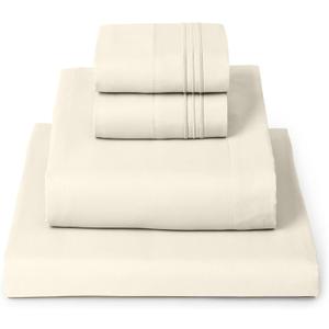 Mellanni California King Sheets Set - 4 PC Iconic Collection Bedding - Hotel Luxury, Extra Soft, Cooling Bed Sheets - Wrinkle, Fade, Stain Resistant (Cal King, Golden Ivory)