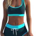 Wenly zeng Womens Sport Two Piece Swimsuits Racerback Tops Boyshort Bottom XS