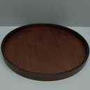 Extra Large Round Solid Wood Serving Tray, Classic Tea Coffee Table Wooden Decorative Ottoman Tray Server for Breakfast in Bed Snack Food Kitchen Party Bar, Raised Edge (16inch/40cm) Walnut