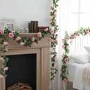 16 FT Fake Rose Vine Garland Artificial Flowers Plants Hanging Rose Ivy Home Hotel Office Wedding Party Garden Dcor (Pink/2PCS)