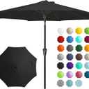 JEAREY 9FT Outdoor Patio Umbrella Outdoor Table Umbrella with Push Button Tilt and Crank, Market Umbrella 8 Sturdy Ribs UV Protection Waterproof for Garden, Deck, Backyard, Pool (Black)