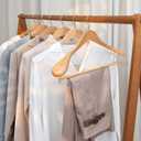 StorageWorks 6 Pack Wooden Hangers, Extra Wide Shoulder Wood Hangers with Locking Bar for Suit, Shirt, Coat, Pants, Natural Color