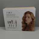 7 in 1 Automatic Curling Iron Interchangeable Barrels -0.5",1", 1.25", 1.5" Curling Wand, Hair Crimper & Straightening Brush,& Rotating Curler, 300M Negative Ions & Dual Voltage, Home & Travel