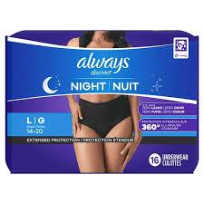 Always Discreet Adult Incontinence Overnight Underwear (L/G) 3 Pacls