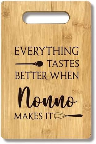 FONDCANYON Nonno Gifts, Everything Tastes Better When Nonno Makes It Gift Bamboo Cutting Board Kitchen Decor, Nonno Father’s Day Gifts Cutting Boards for Kitchen, Gift for Grandpa from Grandchildren