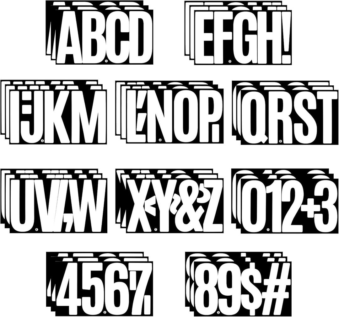 156 Pieces 30 Sheets Extra Large Letter Stickers,Vinyl Mailbox Numbers Alphabet Stickers,Self Adhesive Waterproof Decals for Mailbox,Bulletin Board,Window,Door,Address Number(6Inch White)