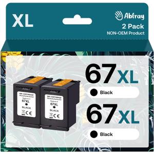 67XL High-Yield Remanufactured Ink Cartridge Replacement for HP 67 67XL Printer Ink HP67 for DeskJet 2755e 2700 2855e 2800 2700e 4155e 4255e 4100 Envy 6055 6055e 6455e 6400 Printer (Black, 2-Pack)