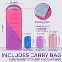 Clostnature Sleeping Bag for Adults and Kids - Lightweight Camping Sleeping Bag for Girls, Boys, Youths, Ultralight Backpacking Sleeping Bag for Cold Weather - Compression Sack Included(Left Zipper) (3 Lbs, Black)