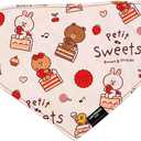 3 x ZippyPaws LINE Friends Dog Bandanas - Cute Summer Dog Stuff, Puppy & Dog Accessories, Dog Birthday Pink Bandana for Girl & Boy - Brown's Petit Sweets