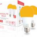 hooga Sleep Light Bulb, Amber Light Bulbs for Sleep Therapy, Blue Light Blocking, 1600K Dim Light Bulbs 7W Equivalent, Mood Soothing Light, E26 A19 Warm Light Bulbs for Bedroom, Nursery, 2 Pack.