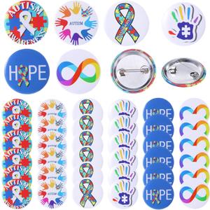 100 Pieces Autism Pin Button Badge Autism Awareness Mini Buttons 1.25 Inch 32 mm Mental Autism Awareness Lapel Pin Multicolor Autism Awareness Decorations Autistic Brooches Pins for Clothing, 6 Styles
