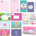Fullhawl 51 Pcs Adventures at Camp Stationery Set Summer Camping Postcards Kit Letter Paper Envelope Sticker Postcard Camp Activity Journal Rubber Pencil(Happy Camper)