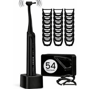 Electric Flosser for Teeth and Adults with 5 Speeds & 54 Refill Heads,Sonic Oscillation Gliding Dental Floss Picks Sensitive Gum Care,Water Flosser Alternative,5X Better Cleaning for Plaque,No Break, Black