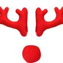 KSaAuto Christmas Car Decorations Reindeer Antlers Car Christmas Decor Reindeer Ears with Red-Nosed Kit Vehicle Holiday Season Decor Car Exterior Auto Accessories