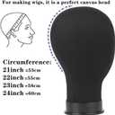 Mannequin Canvas Head with Wig Stand for Making Display, Cork Canvas Block Head with Wig Caps, Canvas Mannequin Head with T Pins Set Hair Styling Practice Display