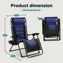 SereneLife Oversized Padded Zero Gravity Lounge Chair, Foldable Outdoor Patio Recliner, Anti Gravity Lawn Recliner with Cup Holder and Side Table for Backyard, Camping, Beach or Outdoor Relaxation