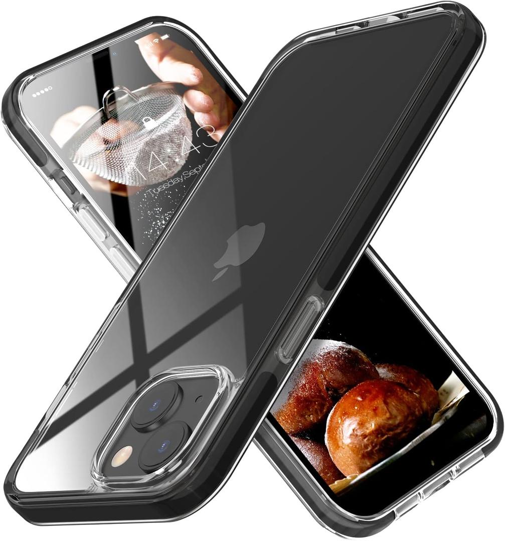 MATEPROX Compatible with iPhone 14 case Clear Thin Slim Crystal Transparent Cover Shockproof Bumper Case for iPhone 14 6.1" 2022(Black)