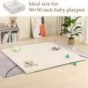 50"x50" Premium Baby Play Mat, Thick Memory Foam with Wipe-Clean Leather Cover, Non-Slip & Machine Washable Floor Mat for Tummy Time, Crawling and Family Bonding Time, Cream