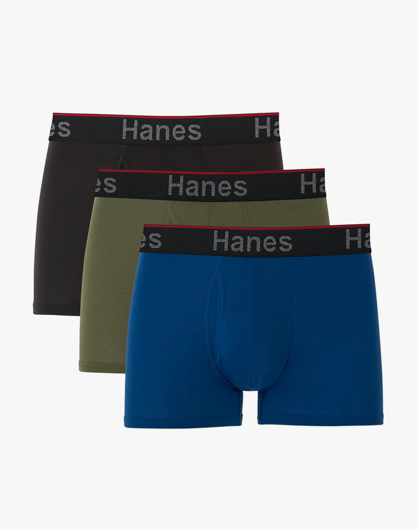Hanes Total Support Pouch Men's Boxer Brief Underwear, Anti-Chafing, Moisture-Wicking Odor Control, 3-Pack (Reg or Long Leg) L