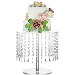SeaISee Acrylic Cake Stand, Round Crystal Cake Stands, Acrylic Crystal Chandelier Cake Holder Cupcakes Serving Plate for Wedding Birthday Party Table Decoration (Large)