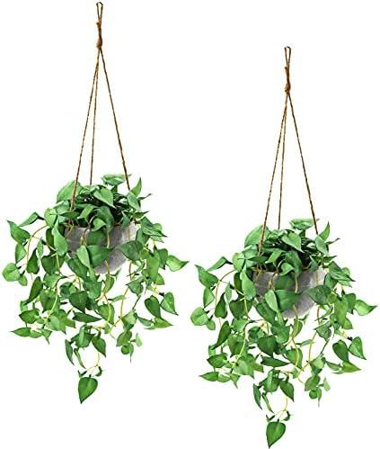 TNNTOPELE Hanging Plant Fake Plants with Pots, 1 Pack Artificial Plants, Faux Anthurium Leaf Basket for Wall Home Room Indoor Outdoor Decor