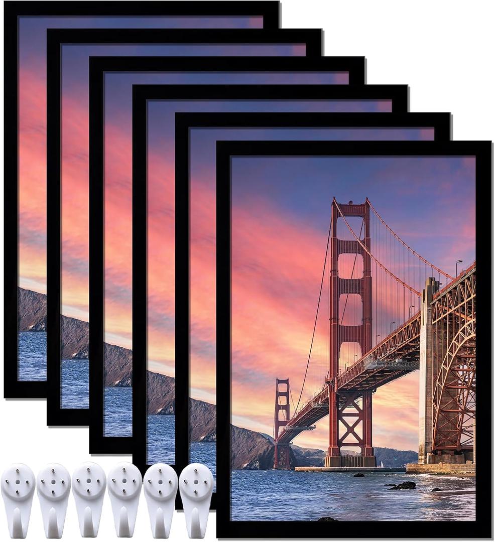 13x19 Picture Frames Black, Set of 6 for Gallery Wall Display