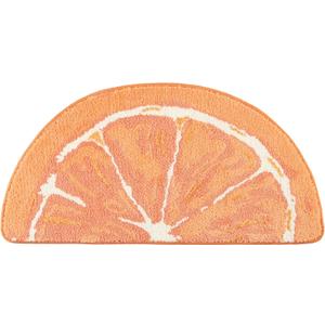 TOWN & COUNTRY PLAY Citrus Slice Orange Half Circle Shaped Bath Mat, Absorbent Tufted Floor Mat, Non-Slip Backing, Machine Washable, Orange, 34.7"x18.1"