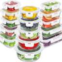 BAYZZ 30 Piece Glass Food Storage Containers Set, Glass Meal Prep Containers with Lids, Airtight Lunch Box, BPA-Free, Microwave, Freezer & Dishwasher Safe,White