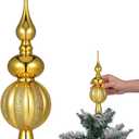 Spherical Christmas Tree Topper,9.04 Inch Finial Tree Topper Gold Xmas Treetop Ornament for Homes Shops Restaurants Christmas Party