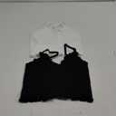Sunzel Tank Top for Women, V Neck Seamless Ribbed Crop Camisole with Ruffles M/L