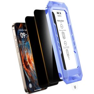 VIZORIX 2-Pack for iPhone 15 Pro Privacy Screen Protector, Easy to Install, Anti-spy, Auto-Dust Removal, Military Grade Protection, Bubble-Free, Full Coverage, Case Friendly, 9H+ Tempered Glass