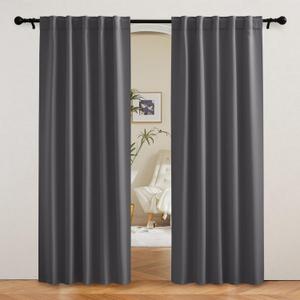 RYB HOME Blackout Curtains 80 inches Long Thermal Insulating Large Window Curtains for Living Room Sliding Glass Door Dining Home Office Backdrop, Grey, W 42 x L 80 per Panel, 2 Panels