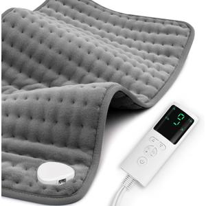 Heating Pad for Back Pain Relief 17"x33" Large, Moist Dry Heat Options, XL Electric Heating Pads, 9 Heat Settings, Machine Washable, Auto-Off, Gifts for Women, Mom, Men (Dark Grey)