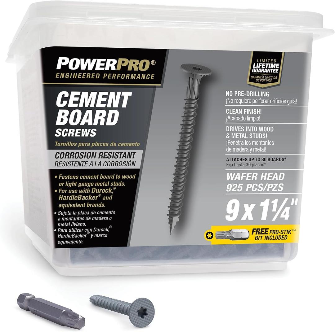 Power Pro Gray Ceramic Wafer-Head Cement Board Screws (#9 x 1-1/4")