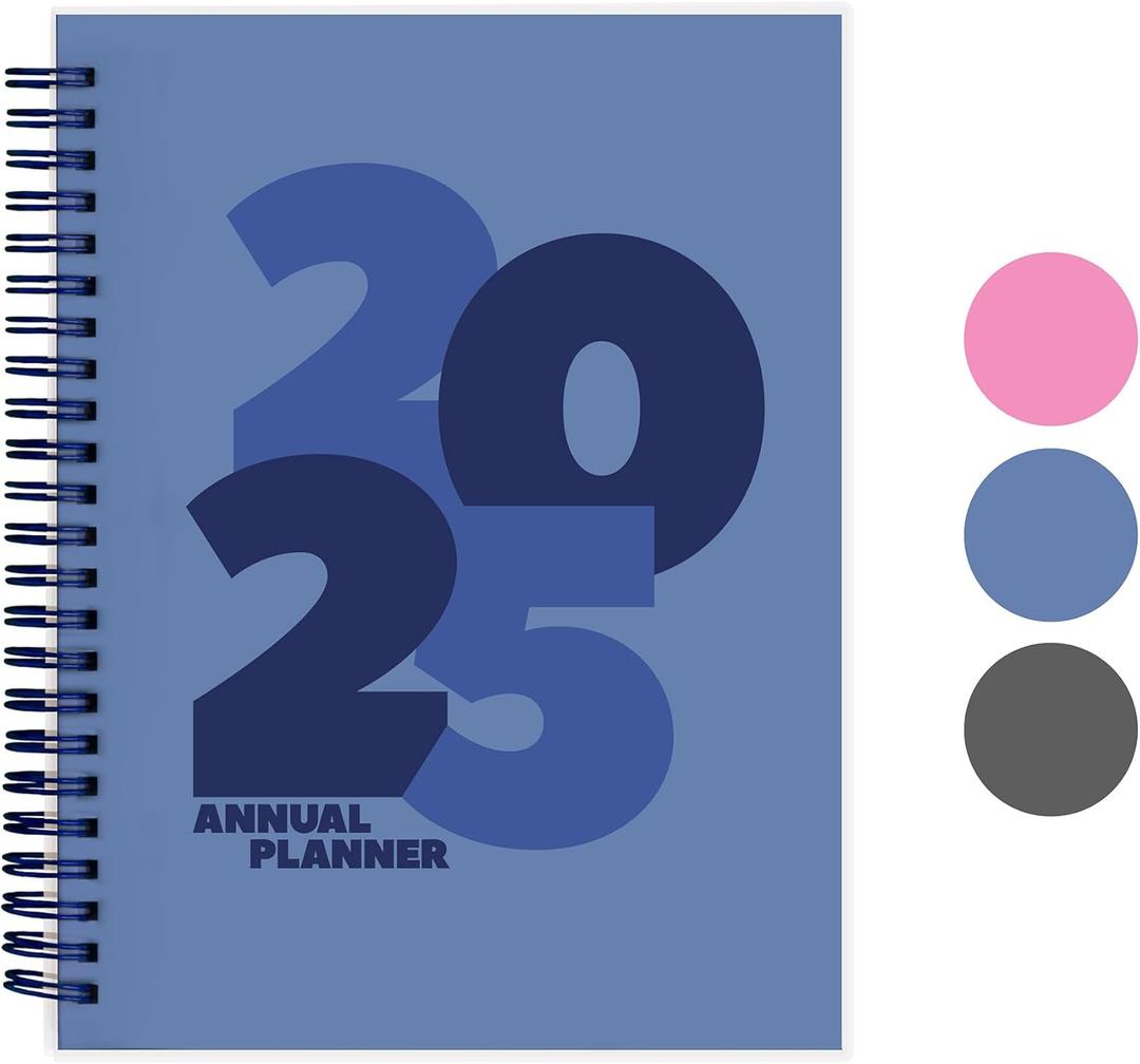 Rileys & Co 2025 Chunky Weekly Planner - Annual Weekly & Monthly Agenda Planner, Jan - Dec 2025, Flexible Cover, Notes Pages, Twin-Wire Binding (6 x 8-Inches, Blue)