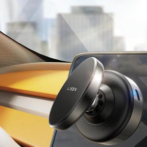 LISEN Suction Phone Mount, Portable Super Stable Electric Vacuum Magnetic Phone Holder,Only on Mirror/Smooth Surface 360 Adjustable Vlogging Travel Multi-Scene for 17 iPhone 16e 16 Pro Max 15 14 13 (Silver)