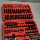 LLNDEI 1/4 inch Drive Impact Socket Set 83 Piece,Standard SAE(5/32-9/16 inch) Metric Size(4-15mm),72T Ratchet Wrench Handle,CR-V Mechanics Tool Set with Adapter,Screwdriver Bits for Automotive Repair