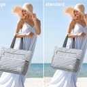 G4Free Beach Bag, Waterproof Sandproof Beach Tote Bag, Large Capacity Foldable for Women,Grey Stripe
