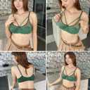 Avidlove Bralettes for Women Underwire Lace Floral Crossover Bra T-Shirt Everyday Bra Lingerie (Green, S)